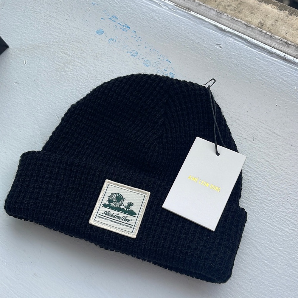 COPY - Aime Leon dore waffle knit beanie - black